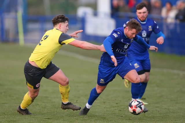 Baffins' Miles Everett on the ball against Bournemouth Poppies.
Picture: Chris Moorhouse