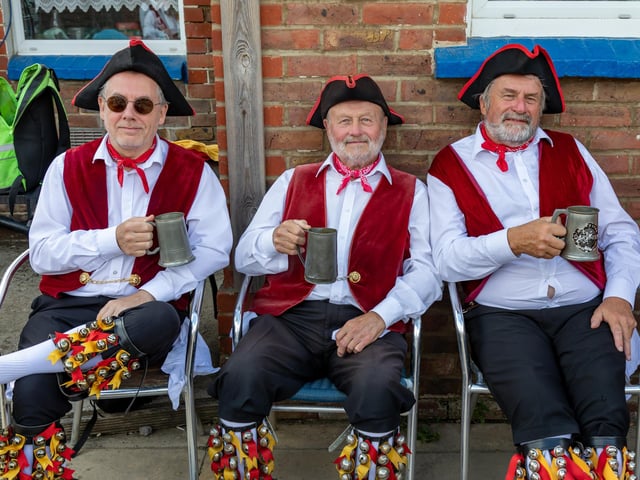 Members of Victory Morris from Portsmouth at the event on Hayling Island. Picture: Mike Cooter (250824)