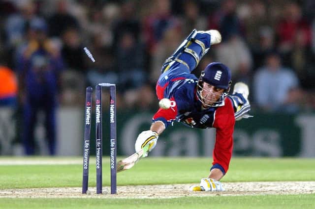 Marcus Trescothick is run out for 72 as England lose to Sri Lanka in a T20 international at The Ageas Bowl in 2006. Picture: Matt Scott-Joynt.