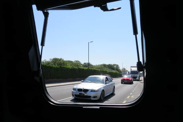 The view outside the hatch of a speed enforcement van in Milton Road, Portsmouth. Picture: Ben Fishwick