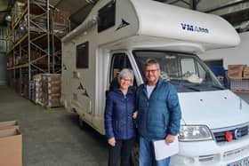 Laura Rice and her husband Ken, the Hampshire couple have set off in their motorhome with "literally a tonne of sweets" to offer assistance to people fleeing Ukraine. . Photo credit should read: Laura Rice/PA Wire