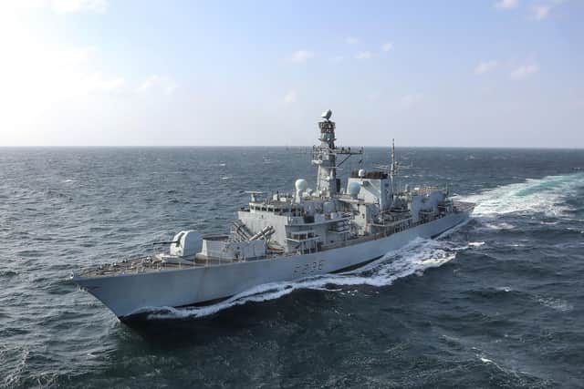 Pictured: HMS MONTROSE carrying out duties, protecting British shipping in the Gulf. Photo: LPhot Rory Arnold