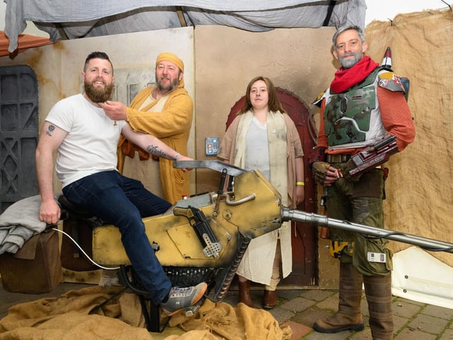 Matt King with Star Wars characters. Picture: Keith Woodland (110521-26)