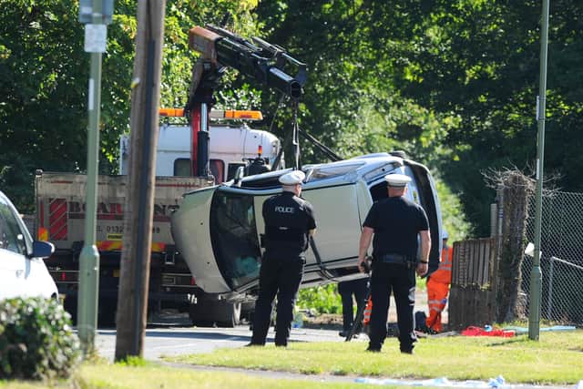 Police at the scene in Downend Road, Fareham, on Thursday, June 25, where they are investigating a fatal collision.

Picture: Sarah Standing (250620-4867)
