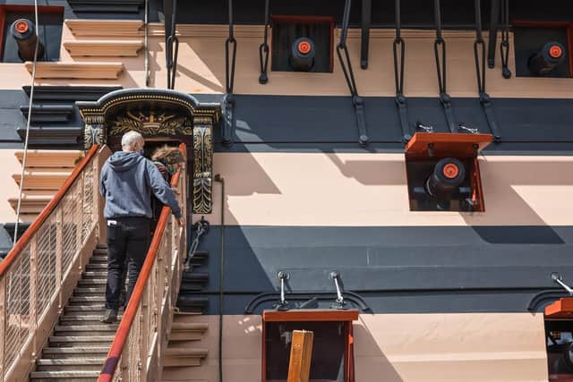 Visitors to HMS Victory on opening day at Portsmouth Historic Dockyard. Picture: Mike Cooter (170521)