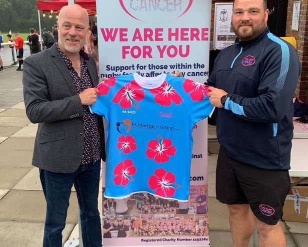 P3 operations manager, Mike Payne, alongside Aaron Beesley, ambassador for Rugby Against Cancer.