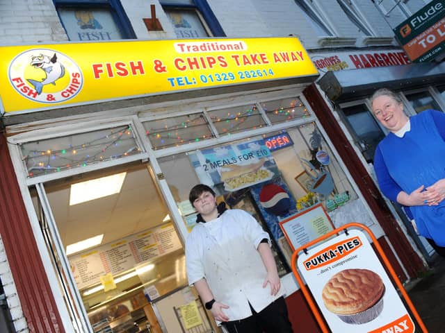 Freyah Tyrrell, fish and chip shop assistant with owner Rebecca Traynor.

Picture: Sarah Standing (190221-3298)