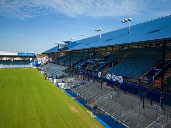 Work is currently ongoing in both the south and north stands at Fratton Park

Picture: Michael Woods / Solent Sky Services