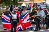 The M275 is brought to a standstill by Anti-immigration protesters. Picture: Mike Cooter (070824)