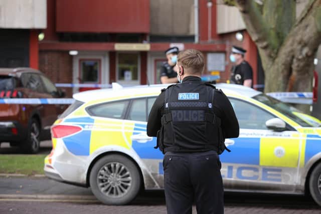 Police in Buckland near Pickwick House in Portsmouth on January 11, 2021. Picture: Habibur Rahman