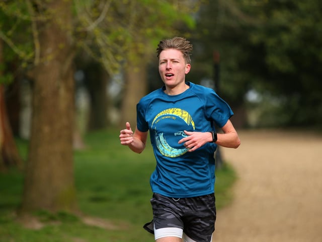 Matt Russell, winner of the 500th Havant parkrun at Staunton Country Park on Saturday morning. Picture: Chris Moorhouse (jpns 220423-014)