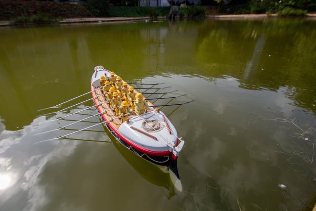 A model lifeboat in the lake of Lakeside 5000