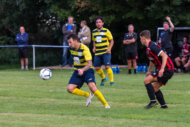 Paulsgrove's Preston Tee in possession. Picture: Mike Cooter