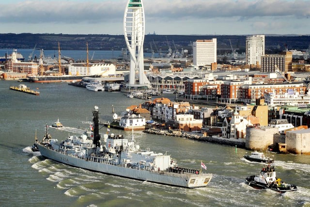 Hundreds of families welcomed back their loved ones for Christmas as HMS Iron Duke returned to Portsmouth in December 2019 from a successful South Atlantic patrol conducting maritime security operations and providing support to British Overseas Territories in the region.

The Type 23 frigate and her 180 crew covered 27,442 miles and visited 11 countries during the six-month deployment.

The ship left the UK in June and travelled down the west coast of Africa, across the South Atlantic to the Falkland Islands, up the west coast of South America and through the Panama Canal back to Portsmouth.

She paid goodwill port visits in the Canary Islands, Cape Verde, Guinea, Ghana, Nigeria, Namibia, South Africa, Panama, Haiti, Barbados and the Azores and also visited the Falkland Islands and South Georgia.

Iron Dukes Commanding Officer, Commander Thomas Tredray, said: This has been a very successful deployment for HMS Iron Duke. We have represented the Royal Navy and the UK around the world, on the high seas and during a wide variety of port visits. Throughout this, the ships company have achieved everything that has been asked of them and I am very proud of how well they have performed.

Defence engagement during the deployment included exercising with forces from Guinea, Ghana, Nigeria and France and hosting a UK Trade and Industry event in Lagos, Nigeria, on behalf of the Home Office.

On patrol around the Falkland Islands the vessel visited several outlying settlements and conducted training with other British forces.
