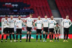 Pompey players at Wembley on Saturday
