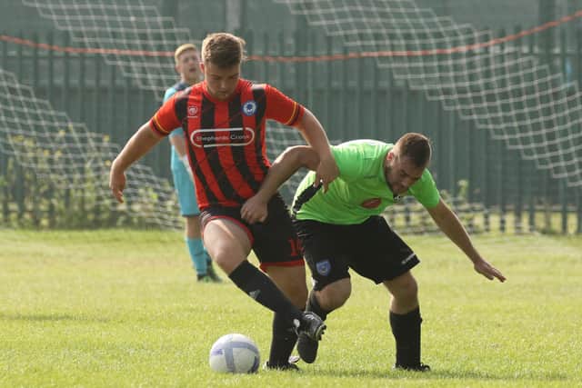 Shepherds Crook (red/black) v Fratton Trades Reserves. Picture by Kevin Shipp
