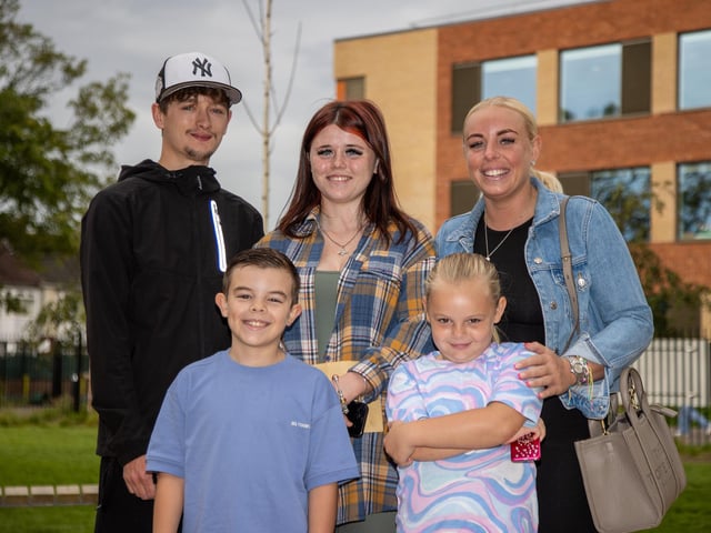Students from Mayfield School received their GCSE results on Thursday morning.
Pictured - Bailey, 16 collecting her results with her family
Photos by Alex Shute