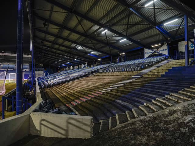 Pompey fans got their first glimpse of the renovation work to the Milton End against AFC Wimbledon.