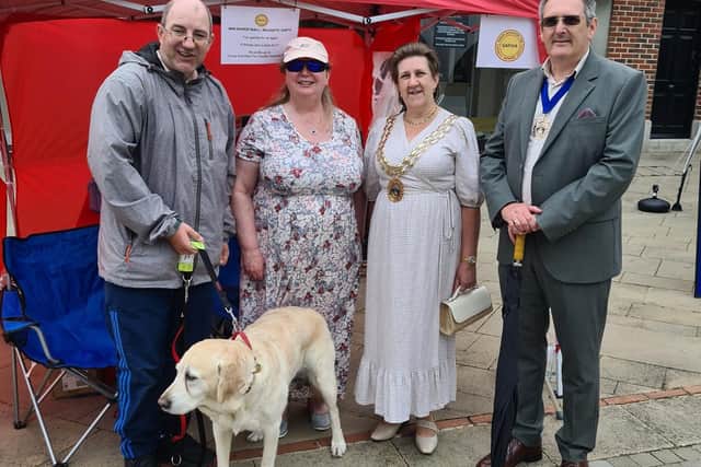 Graham, Star, Louise, Mayor and Consort, in front of GAFVIA's stall.