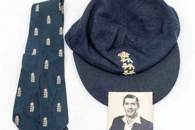 Derek Shackleton's England tie and cap are up for auction next month.