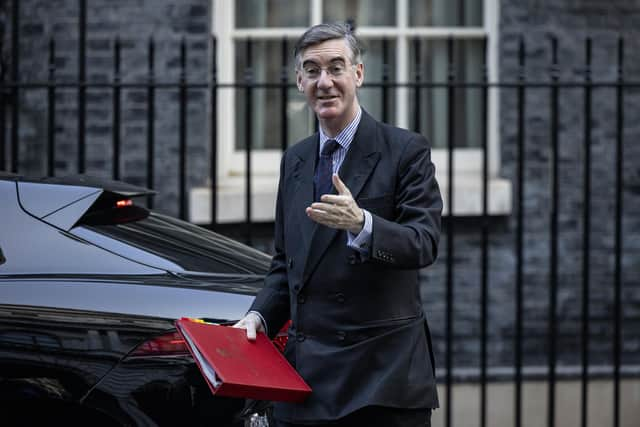 LONDON, ENGLAND - NOVEMBER 16: Leader of the House of Commons Jacob Rees-Mogg arrives for a Cabinet Meeting at Downing Street on November 16, 2021 in London, England. (Photo by Rob Pinney/Getty Images)