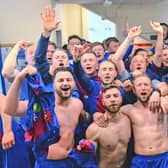 US Portsmouth players celebrate after their FA Vase victory over Christchurtch. Picture: Martyn White.