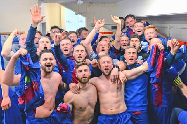 US Portsmouth players celebrate after their FA Vase victory over Christchurtch. Picture: Martyn White.