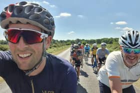 Jon Seal, managing director of Technologywithin, with the other riders from the annual Gran Fondo ride. Picture: Contributed