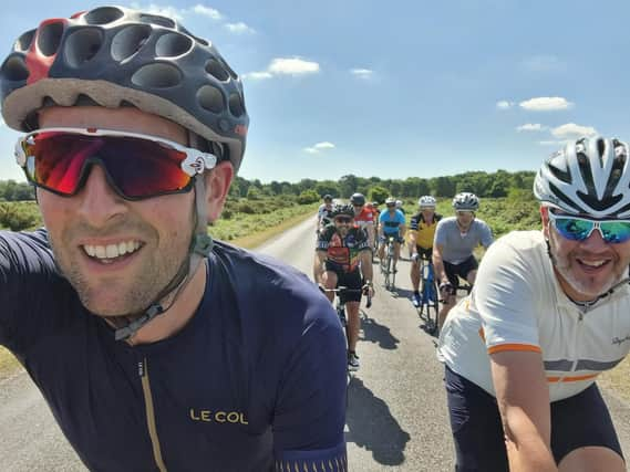 Jon Seal, managing director of Technologywithin, with the other riders from the annual Gran Fondo ride. Picture: Contributed