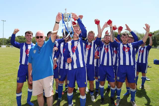 Crofton Saints celebrate retaining the John Norton Memorial Cup. Picture: Stuart Martin