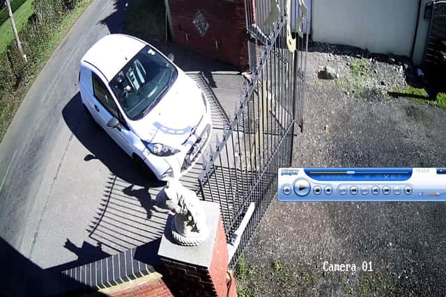 CCTV of Jason Stanley in a white Ford Fiesta at Clamp Farm Stables on October 2, 2019. Picture: Hampshire police