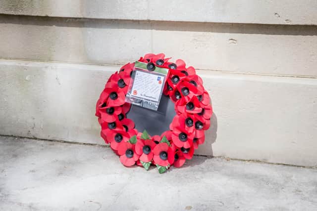 Pictured: The wreath. Picture: Habibur Rahman