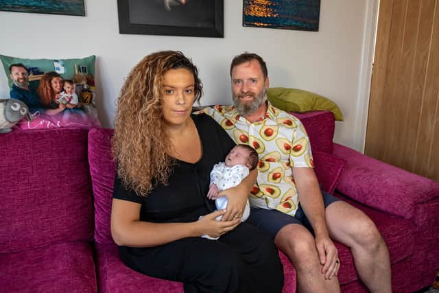 Angharad Woolley, 41, who unexpectedly gave birth to baby Esmae at home, helped by husband Paul Woolley, 49 Picture: Mike Cooter (270822)