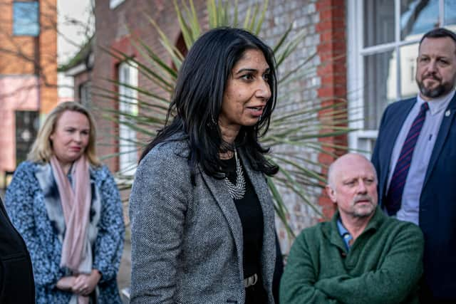 Suella Braverman talking to members of the press at Westbury Manor Museum, Fareham
Picture: Habibur Rahman