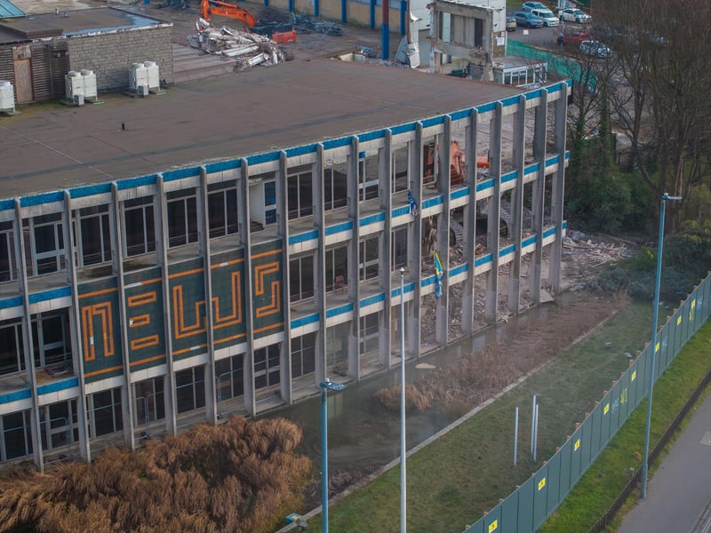 The demolition of the landmark News Centre building has begun. Picture by Marcin Jedrysiak