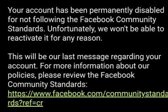 Jason White was sent this message by Facebook