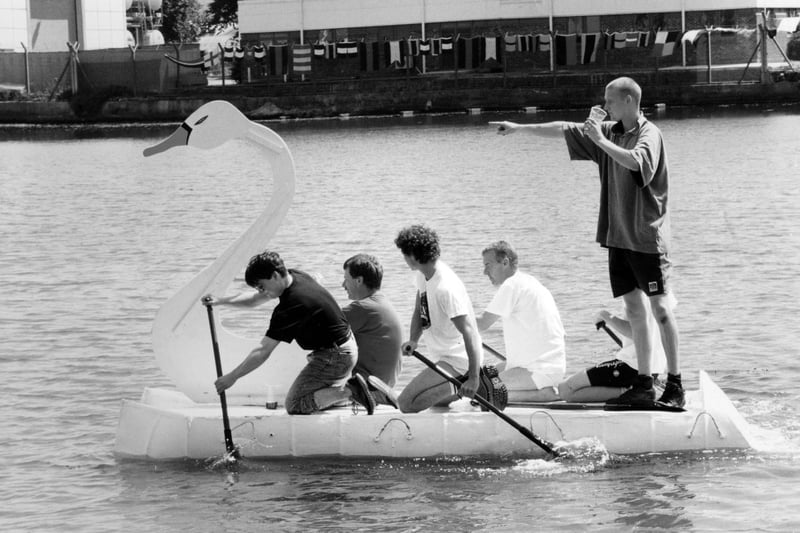 George Gale & Co's entry in the Haslar creek Raft Race at Gosport, 1995. The News PP5155