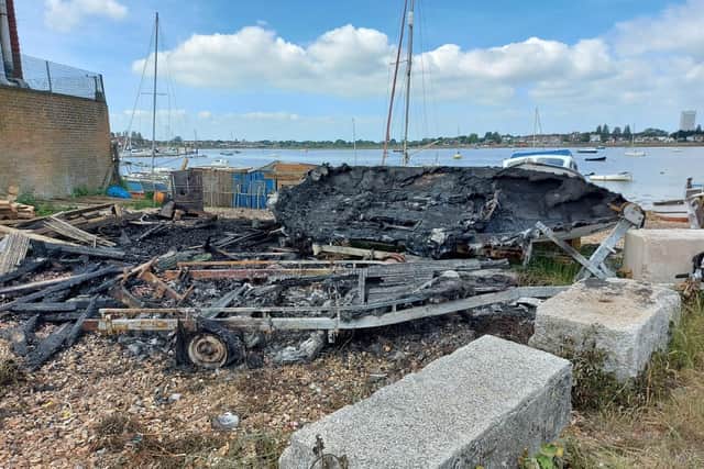 Two boats caught fire in Eastney on Friday night 
Picture: Fiona Callingham