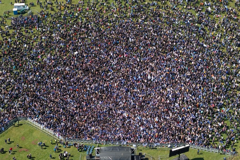 Unbelievable drone footage has captured the amount of people that have turned out to support Pompey FC following the team's promotion and League One title. Picture Credit: Marcin Jedrysiak