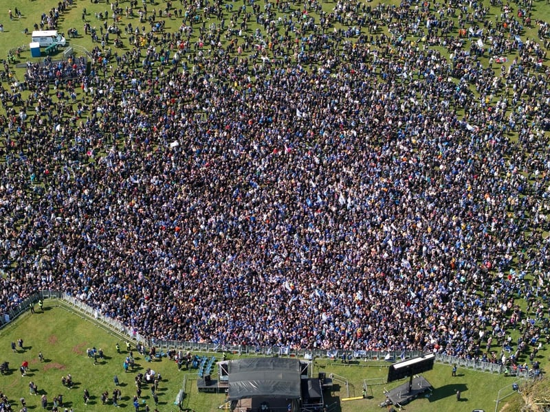 Unbelievable drone footage has captured the amount of people that have turned out to support Pompey FC following the team's promotion and League One title. Picture Credit: Marcin Jedrysiak