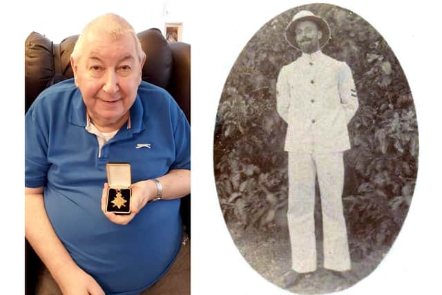 Brian Nicolson and right, his grandfather William George Waters