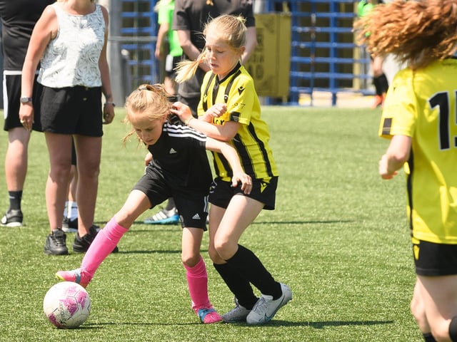 Girls' football action from the Havant & Waterlooville Summer Tournament. Picture: Keith Woodland (030621-36)