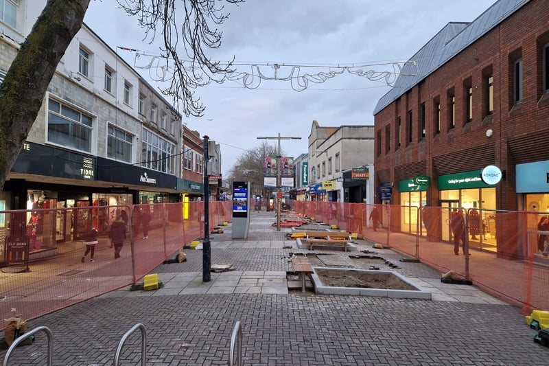Construction is underway in Portsmouth's Commercial Road as part of a council initiative to bring more people to the city centre.