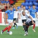 Stan Bridgman takes on Aldershot in a Pompey XI match in July 2019. Picture: Habibur Rahman