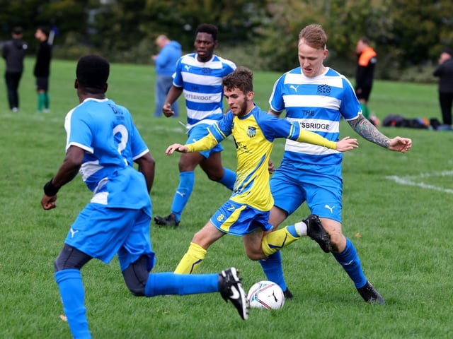 Waterlooville Social (yellow) v AC Copnor. Picture: Sam Stephenson.