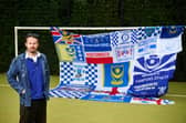 Portsmouth supporter Eugene Noble stars alongside Danny Dyer, Josh Widdicombe and fans of all 92 Premier League and EFL clubs in new Sky Sports campaign.Eugene was chosen to represent Pompey and has created a tapestry of scarves to capture the fanbase’s sentiment ahead of their return to the Championship. Picture by Christopher Lobina