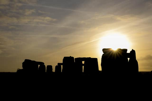 Stonehenge in Wiltshire during winter solstice.