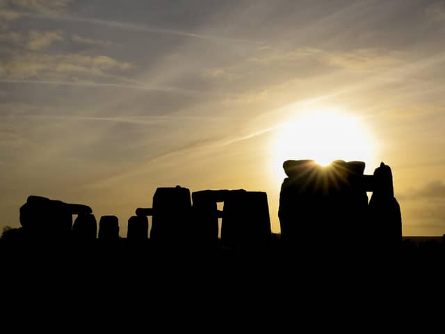 Stonehenge in Wiltshire during winter solstice.