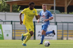 Sam Dowridge in action for Hawks in their recent friendly win against AFC Totton. Picture: Kieron Louloudis.