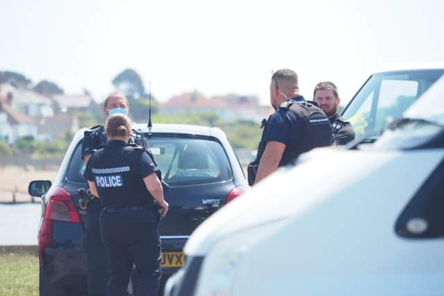 Police and immigration enforcement officers at Hill Head. Picture: Habibur Rahman